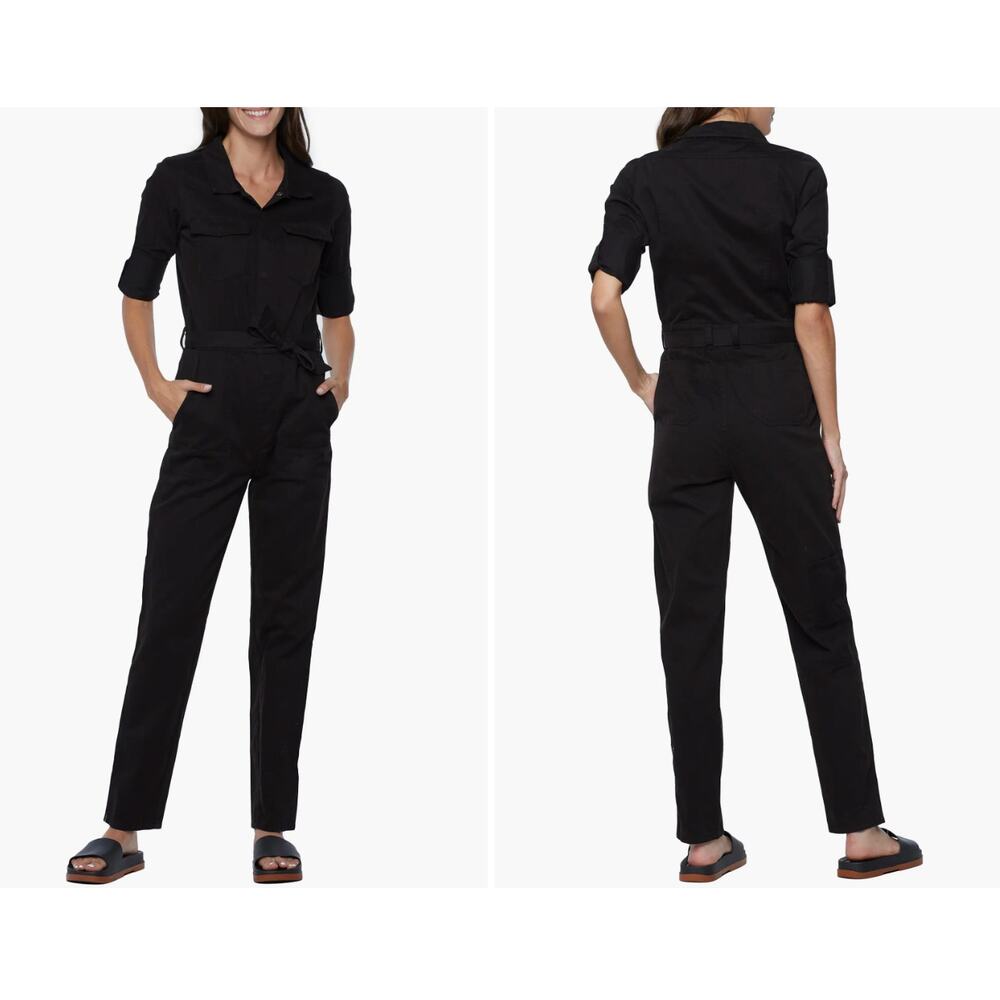 Wash Lab Denim Long Sleeve Denim Jumpsuit Union Suit in Black Size Large
